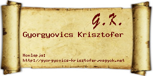 Gyorgyovics Krisztofer névjegykártya